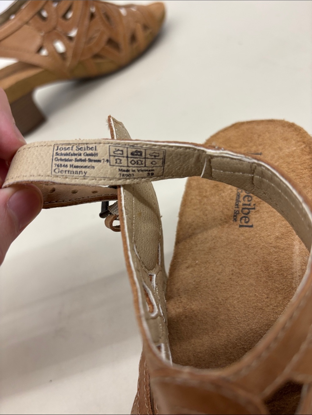 Josef Seibel Tan Cutout Slingback Heeled Sandals - Picture 7 of 7